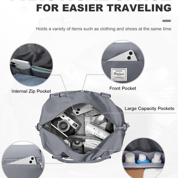 Travel Duffel Bag, 18x14x8 Inches Travel Bag Spirit with Shoes Compartment, Week - Picture 3 of 6